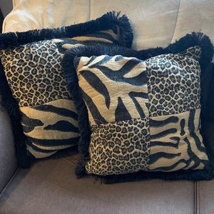 COPY - Two Brown &Beige Zebra/Leopard Print Pillows